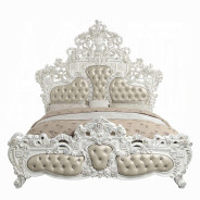 BD 00671 Lavish Classic Beige PU & Antique White Finish Bedroom Vanaheim Collection  By Acme Furniture