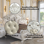 BD 00671 Lavish Classic Beige PU & Antique White Finish Bedroom Vanaheim Collection  By Acme Furniture