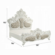 BD 00671 Lavish Classic Beige PU & Antique White Finish Bedroom Vanaheim Collection  By Acme Furniture