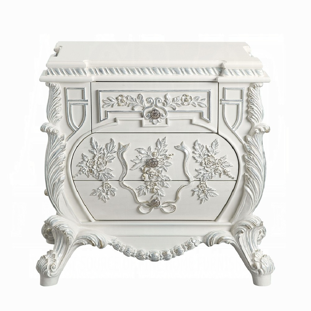 BD 00671 Lavish Classic Beige PU & Antique White Finish Bedroom Vanaheim Collection  By Acme Furniture