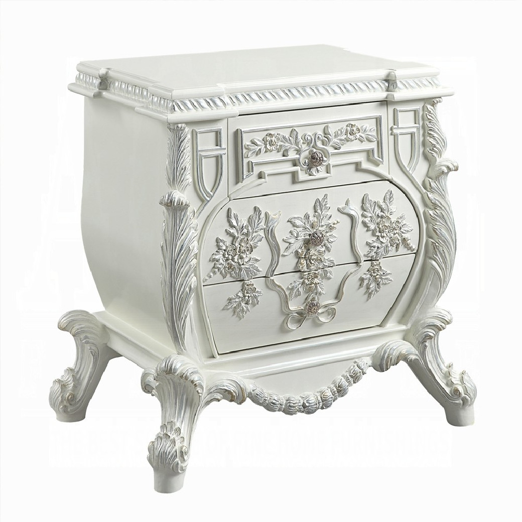 BD 00671 Lavish Classic Beige PU & Antique White Finish Bedroom Vanaheim Collection  By Acme Furniture