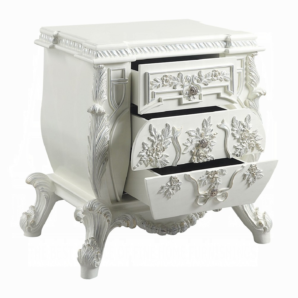 BD 00671 Lavish Classic Beige PU & Antique White Finish Bedroom Vanaheim Collection  By Acme Furniture