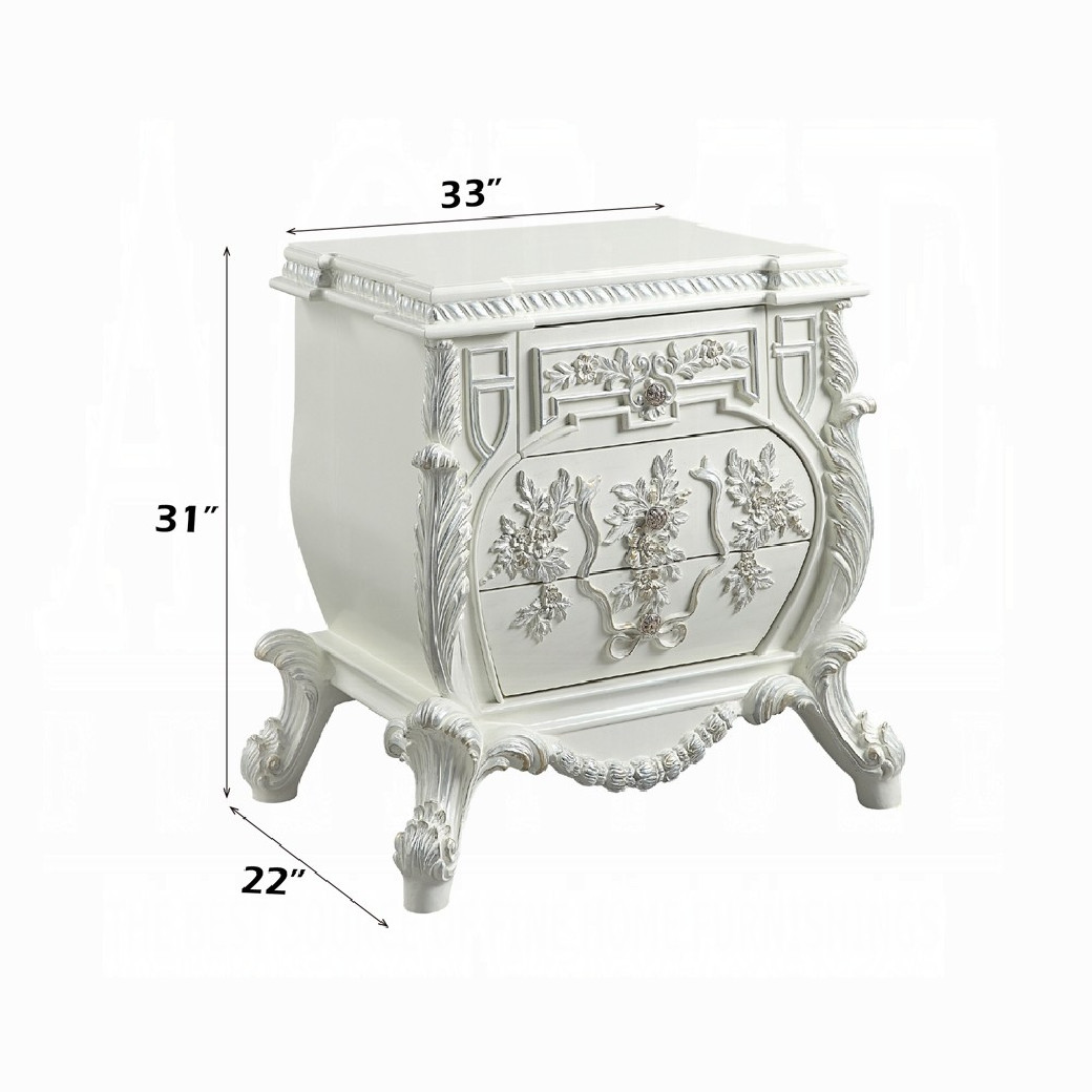 BD 00671 Lavish Classic Beige PU & Antique White Finish Bedroom Vanaheim Collection  By Acme Furniture