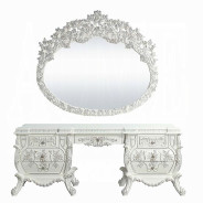 BD 00671 Lavish Classic Beige PU & Antique White Finish Bedroom Vanaheim Collection  By Acme Furniture