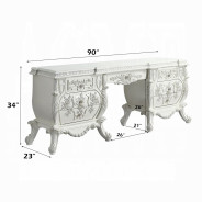 BD 00671 Lavish Classic Beige PU & Antique White Finish Bedroom Vanaheim Collection  By Acme Furniture