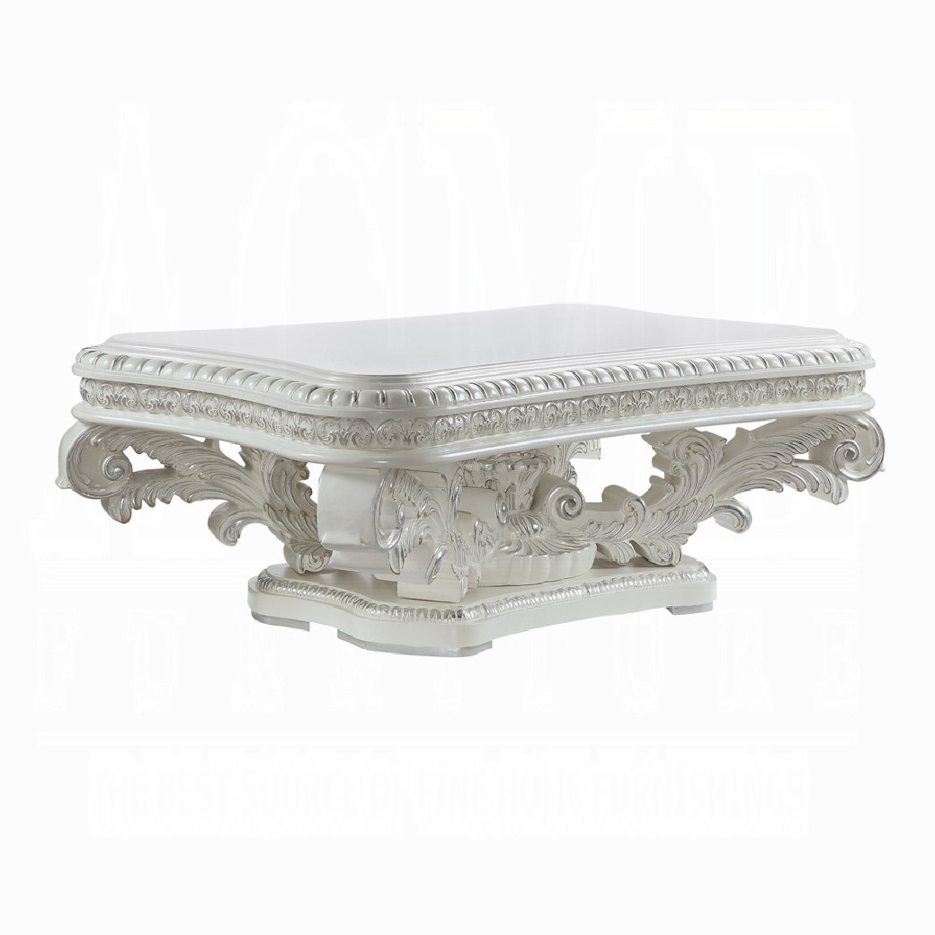 LV00800 Antique White Finish Coffee Table Vanaheim Collection By Acme Furniture