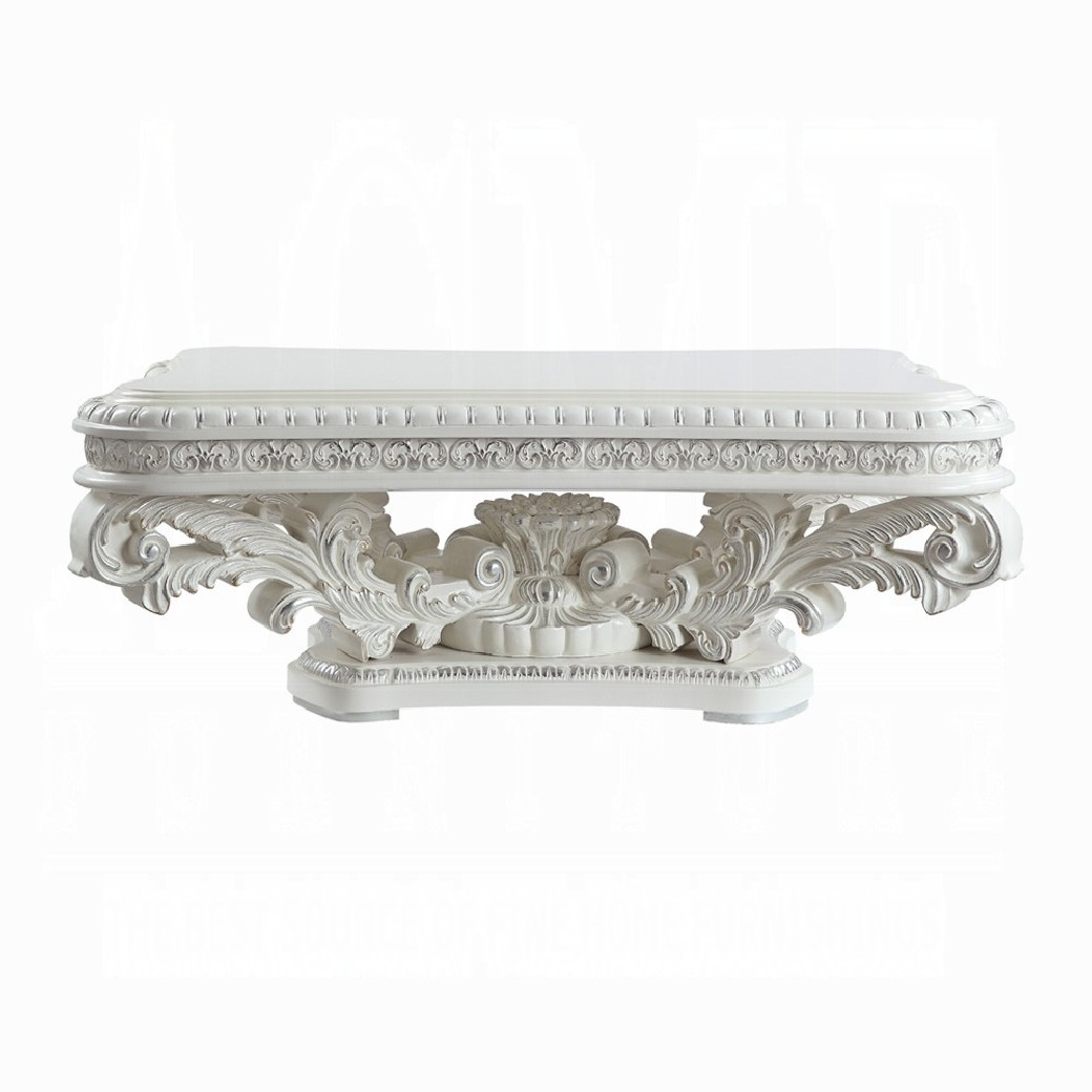 LV00800 Antique White Finish Coffee Table Vanaheim Collection By Acme Furniture