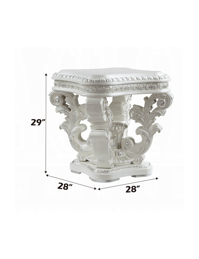 LV00800 Antique White Finish Coffee Table Vanaheim Collection By Acme Furniture