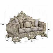 LV01206 Loveseat W/5 Pillows  Velvet, Fabric & Antique Gold Finish Sorina Collection By Acme Furniture