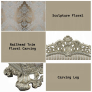 LV01206 Loveseat W/5 Pillows  Velvet, Fabric & Antique Gold Finish Sorina Collection By Acme Furniture