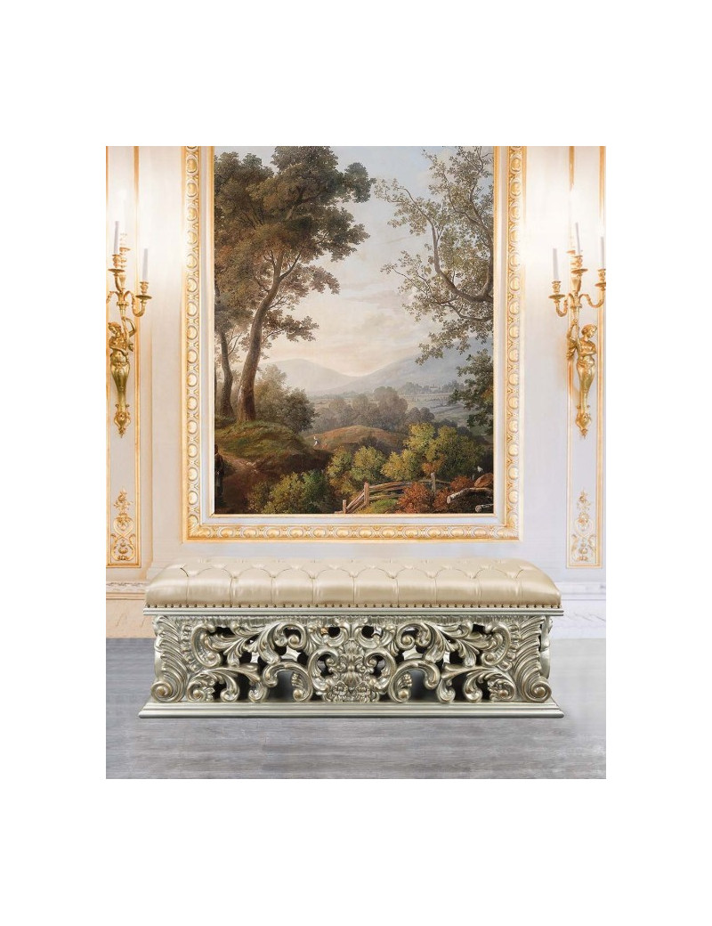 BD 01246 Lavish Classic PU & Antique Gold Finish Bench Sorina Collection By Acme Furniture