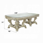 DN 01208 Lavish Classic PU & Antique Gold Finish Dining Set Sorina Collection By Acme Furniture