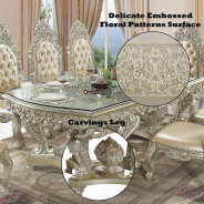 DN 01208 Lavish Classic PU & Antique Gold Finish Dining Set Sorina Collection By Acme Furniture