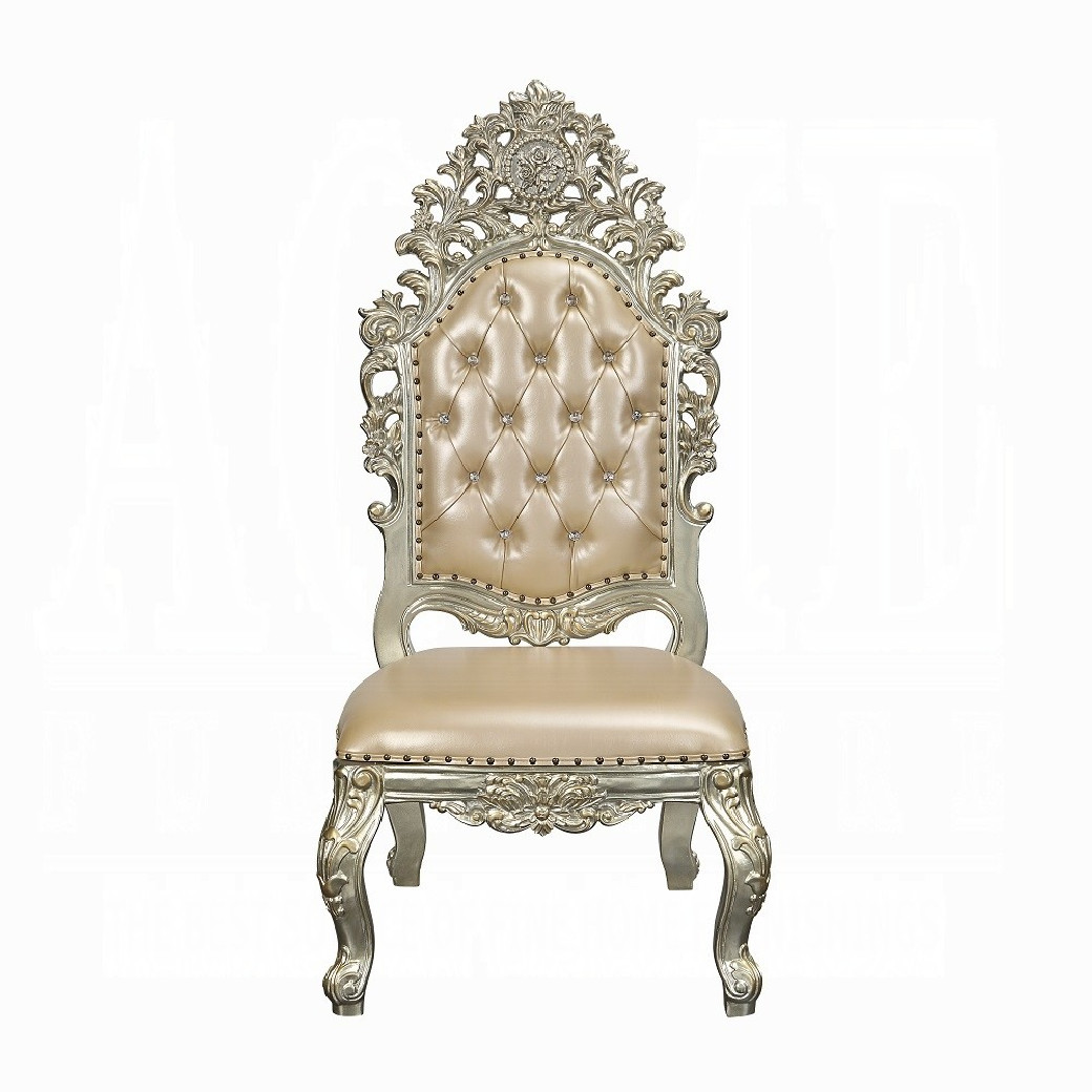 DN 01208 Lavish Classic PU & Antique Gold Finish Dining Set Sorina Collection By Acme Furniture