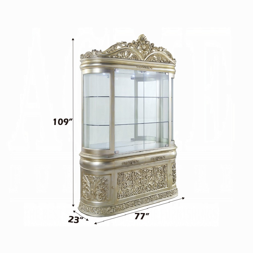 DN 01208 Lavish Classic PU & Antique Gold Finish Dining Set Sorina Collection By Acme Furniture