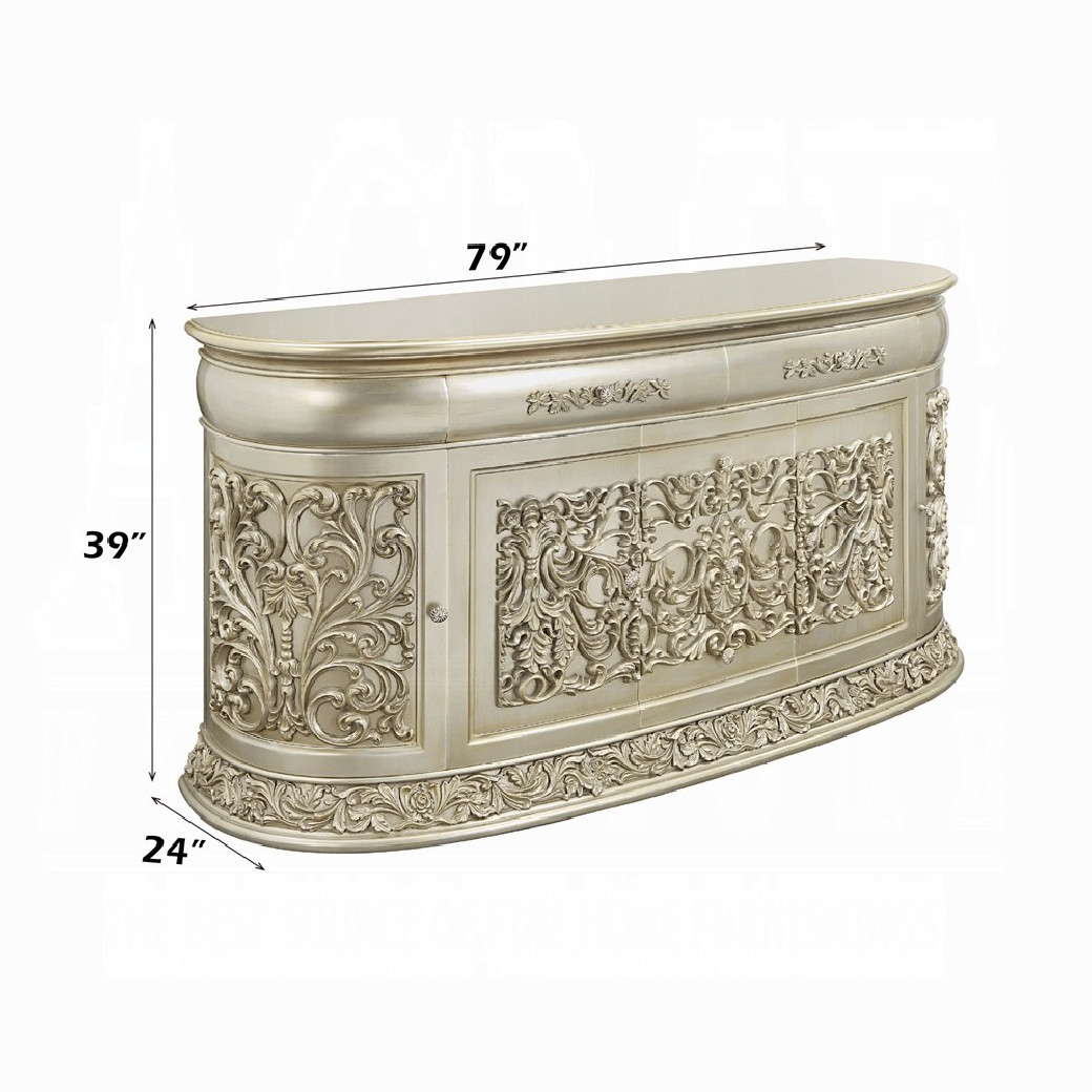 DN 01208 Lavish Classic PU & Antique Gold Finish Dining Set Sorina Collection By Acme Furniture