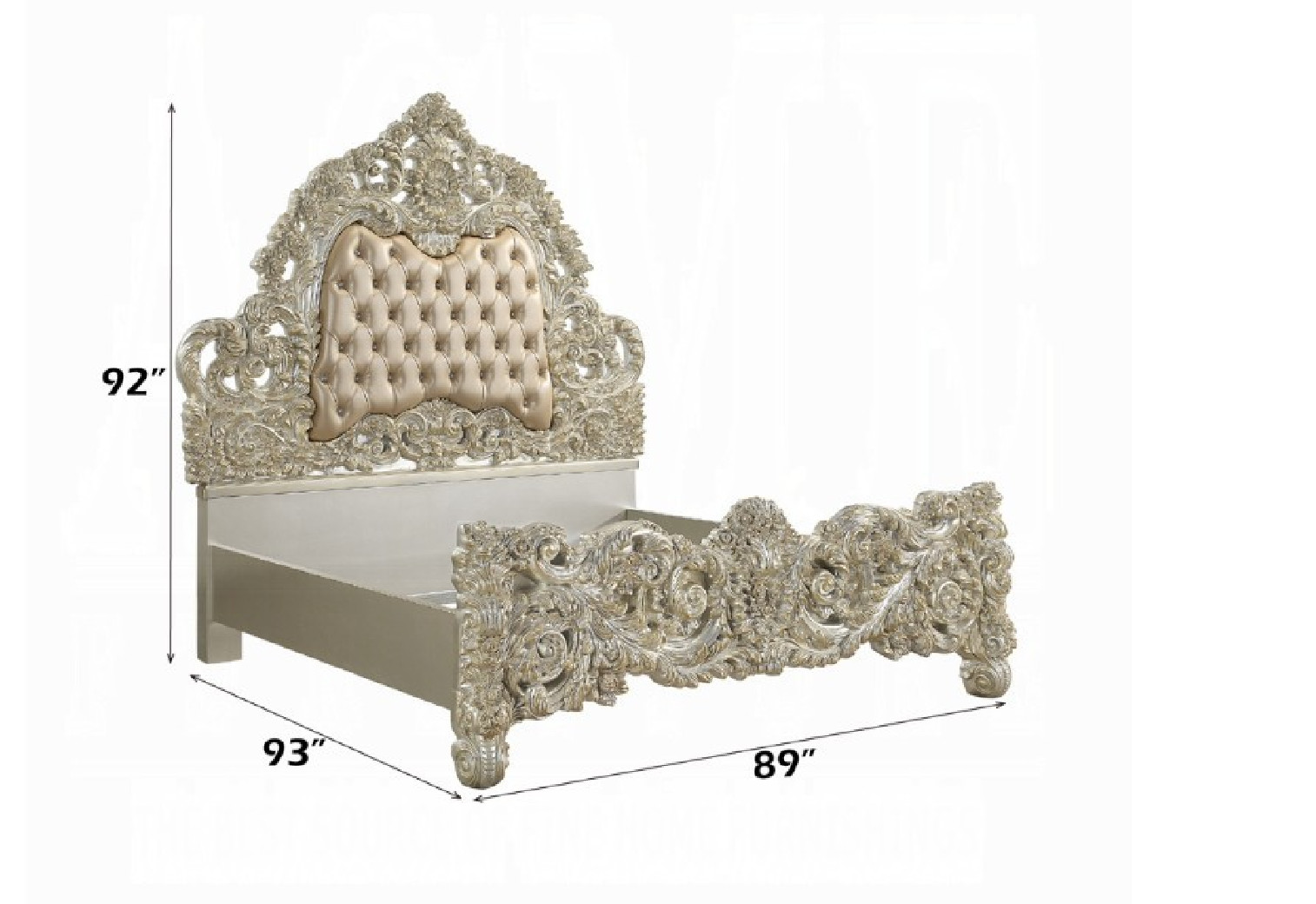 BD 01241Lavish Classic EK PU & Antique Gold Finish Sorina Collection By Acme Furniture