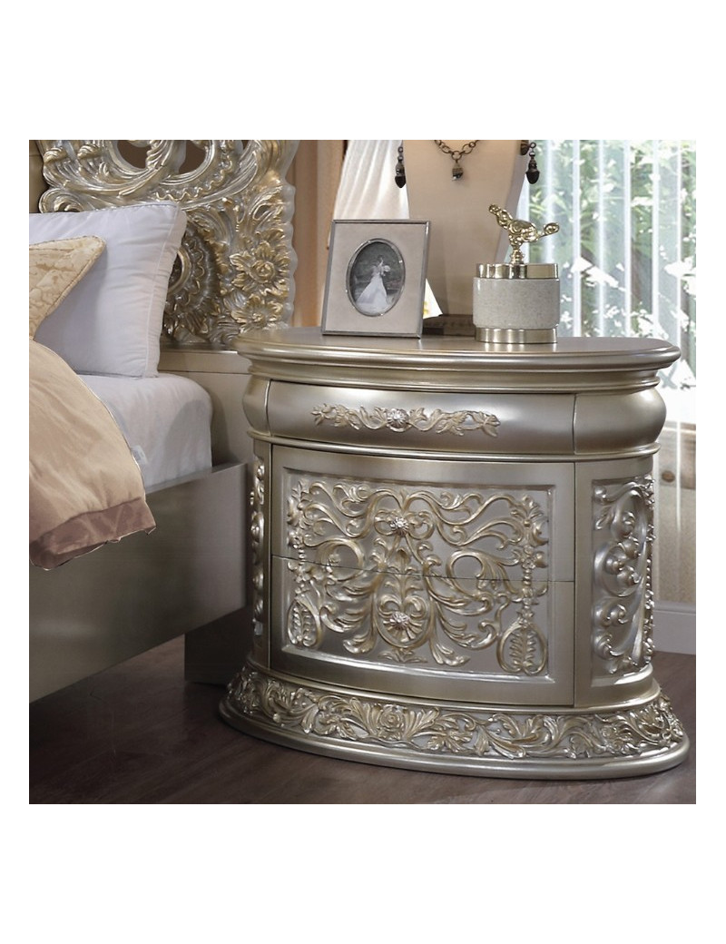 BD 01241Lavish Classic EK PU & Antique Gold Finish Sorina Collection By Acme Furniture
