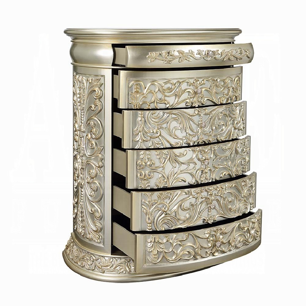 BD 01241Lavish Classic EK PU & Antique Gold Finish Sorina Collection By Acme Furniture