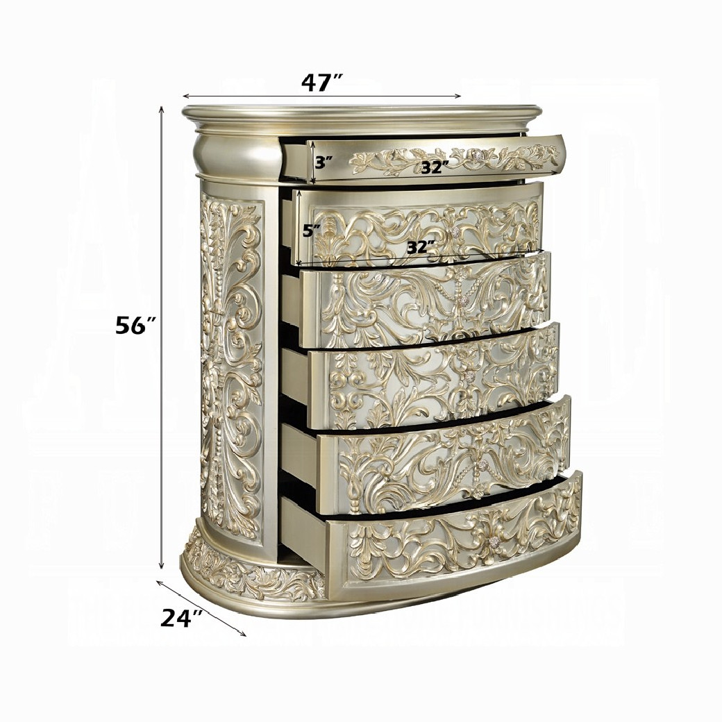 BD 01241Lavish Classic EK PU & Antique Gold Finish Sorina Collection By Acme Furniture