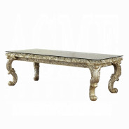 DN00467 7PC Dining Set Champagne Silver Finish Victorian Style Vatican Collection by Acme Furniture