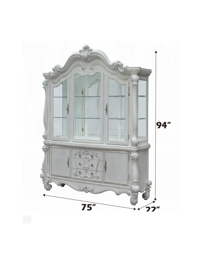 61134 Bone White Finish Hutch & Buffet Versailles Collection By Acme Furniture