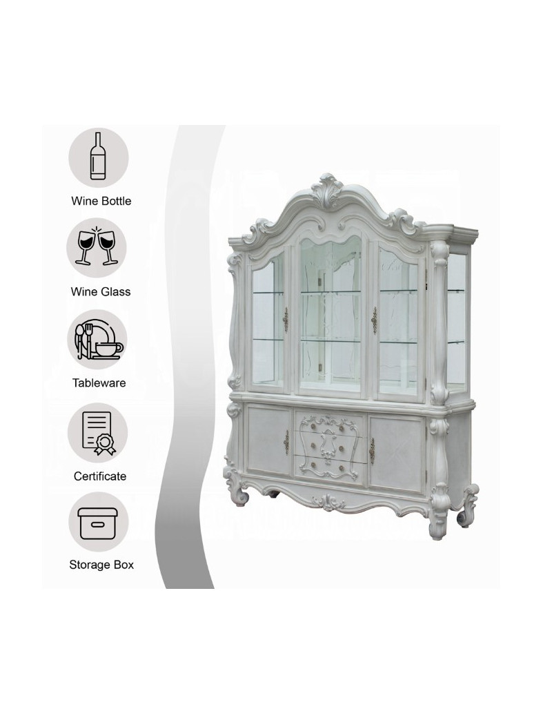 61134 Bone White Finish Hutch & Buffet Versailles Collection By Acme Furniture