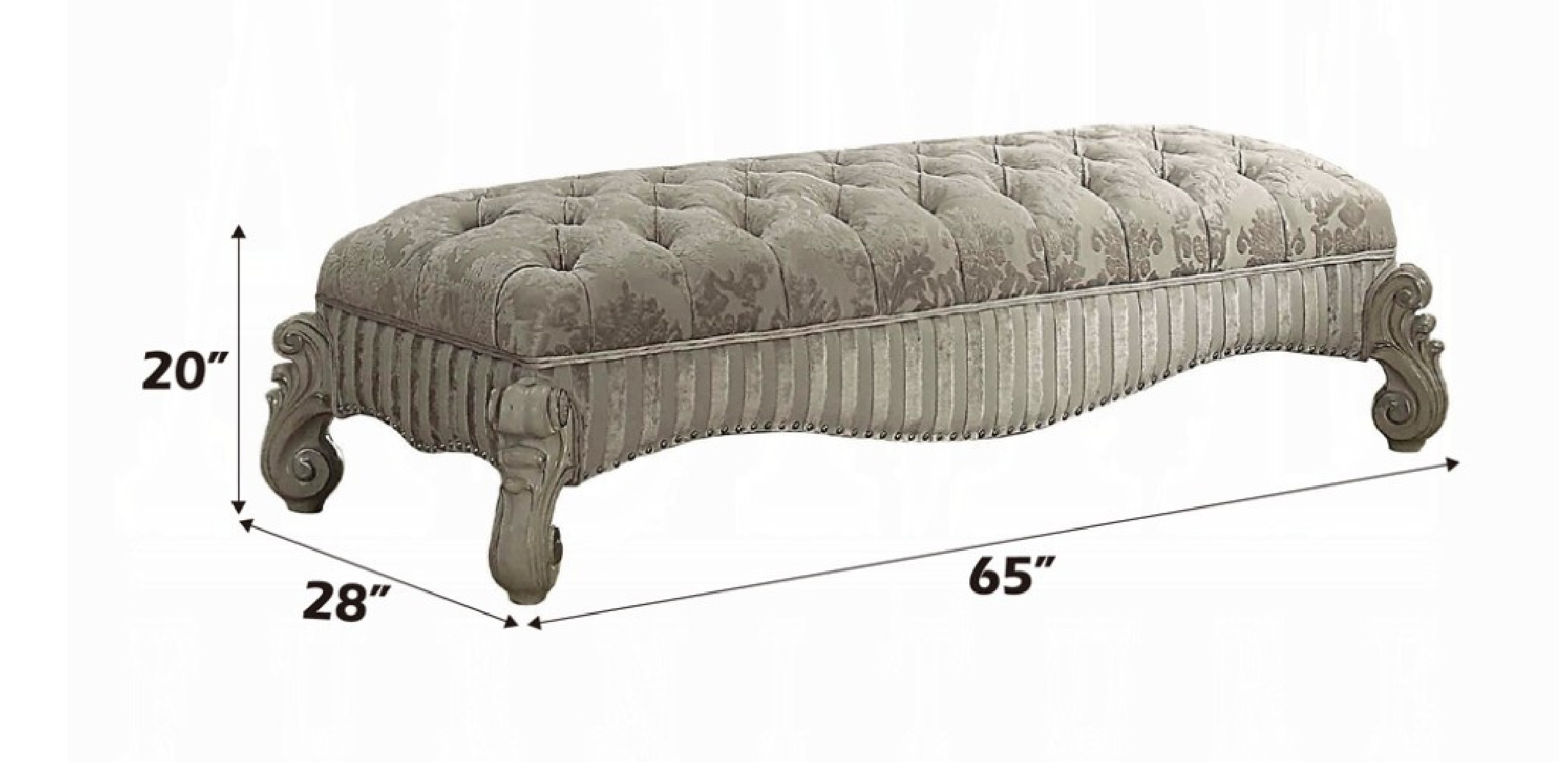 96540 Versailles Bench Ivory Fabric by Acme Furniture