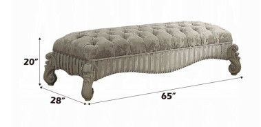 96540 Versailles Bench Ivory Fabric by Acme Furniture