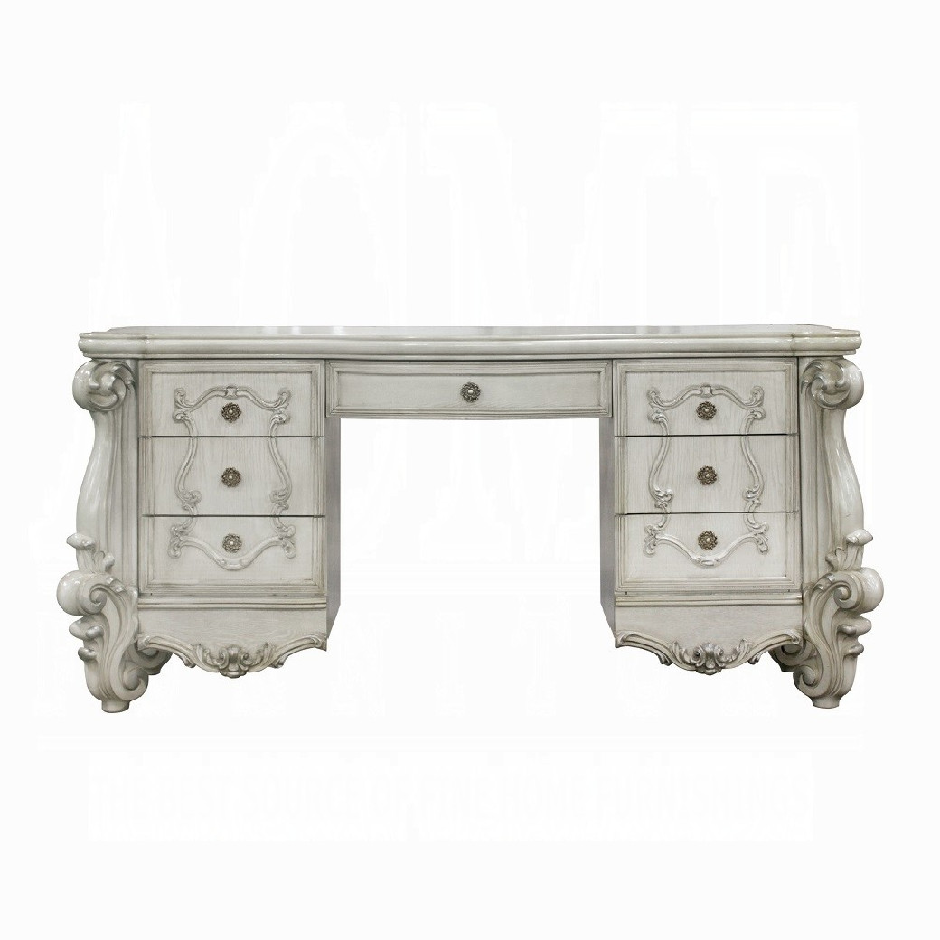 21137  Versailles Bone White Finish Vanity & Mirror By Acme Furniture