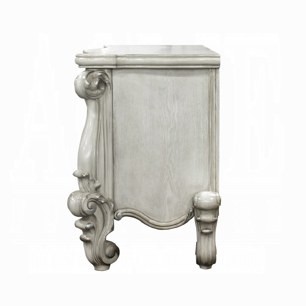 21137  Versailles Bone White Finish Vanity & Mirror By Acme Furniture