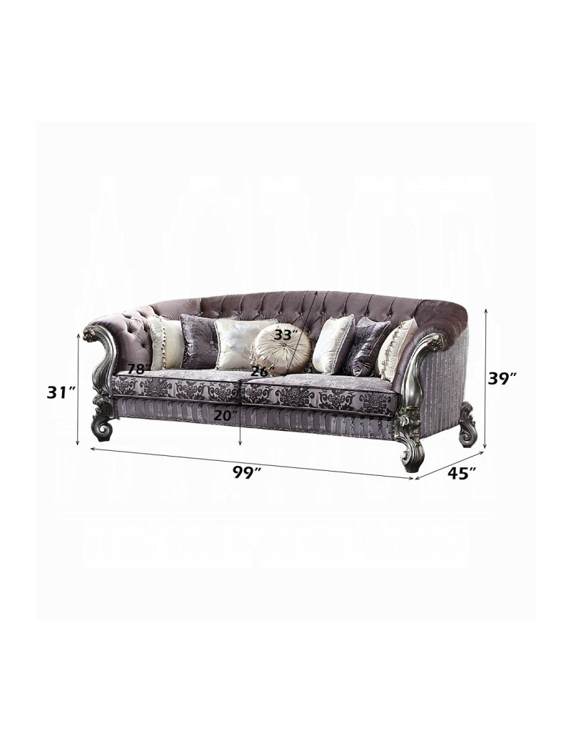 56825 Velvet / Antique Platinum Finish LIving Room Acme Versailles Collection