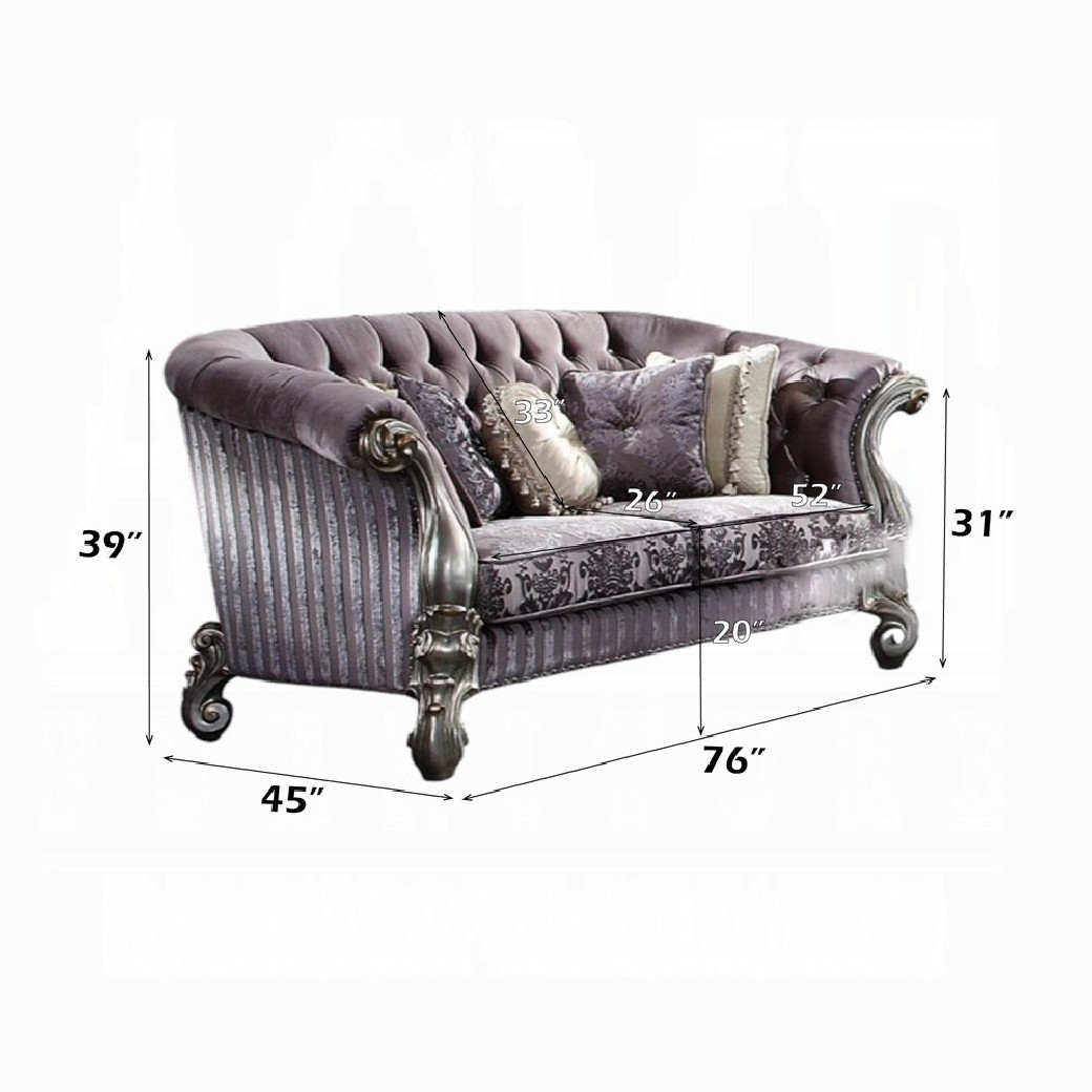 56825 Velvet / Antique Platinum Finish LIving Room Acme Versailles Collection