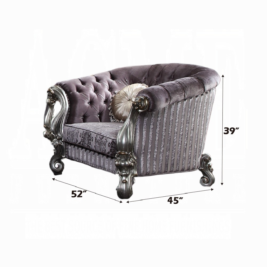 56825 Velvet / Antique Platinum Finish LIving Room Acme Versailles Collection