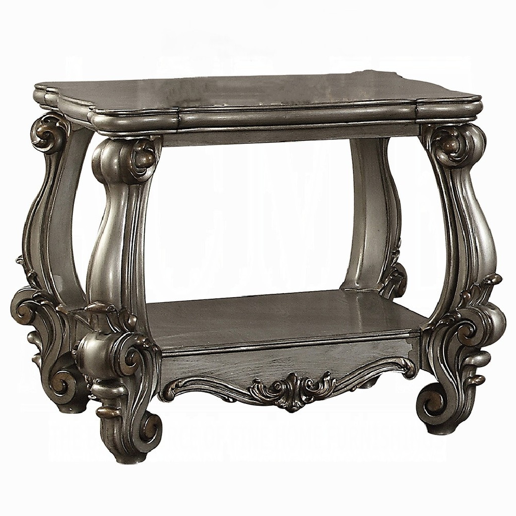 86820 Antique Platinum Finish Occasional Tables Versailles Collection by Acme Furniture