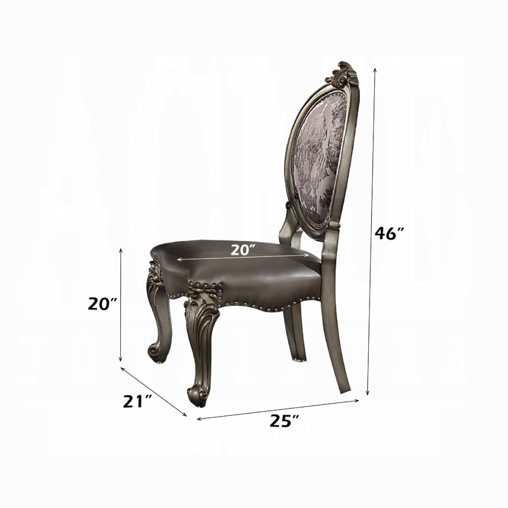 66840 Round Dining Table Dining Set Platinum Finish  Versailles Collection By Acme Furniture