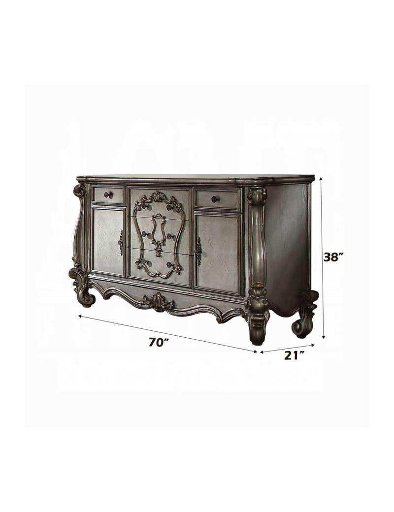 26845 Silver Antique Platinum Finish Side Board Versailles II Collection By Acme Furniture