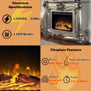 AC01314 Antique Platinum Finish Fireplace Versailles Collection By Acme Furniture
