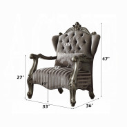 56847 Velvet / Antique Platinum Finish Accent Chair Versailles Collection by Acme Furniture