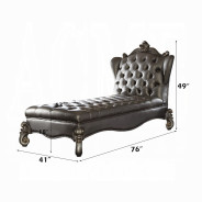 96825 Silver PU/ Antique Platinum Chaise Versailles Collection by Acme Furniture