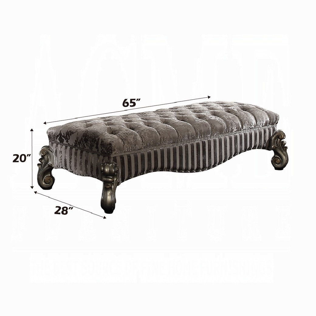96820 Antique Platinum Finish Bench Versailles Collection By Acme Furniture
