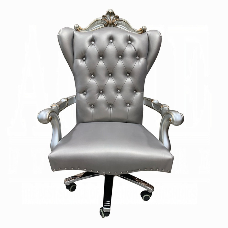 92822 Antique Platinum Finish Office Chair Versailles Collection