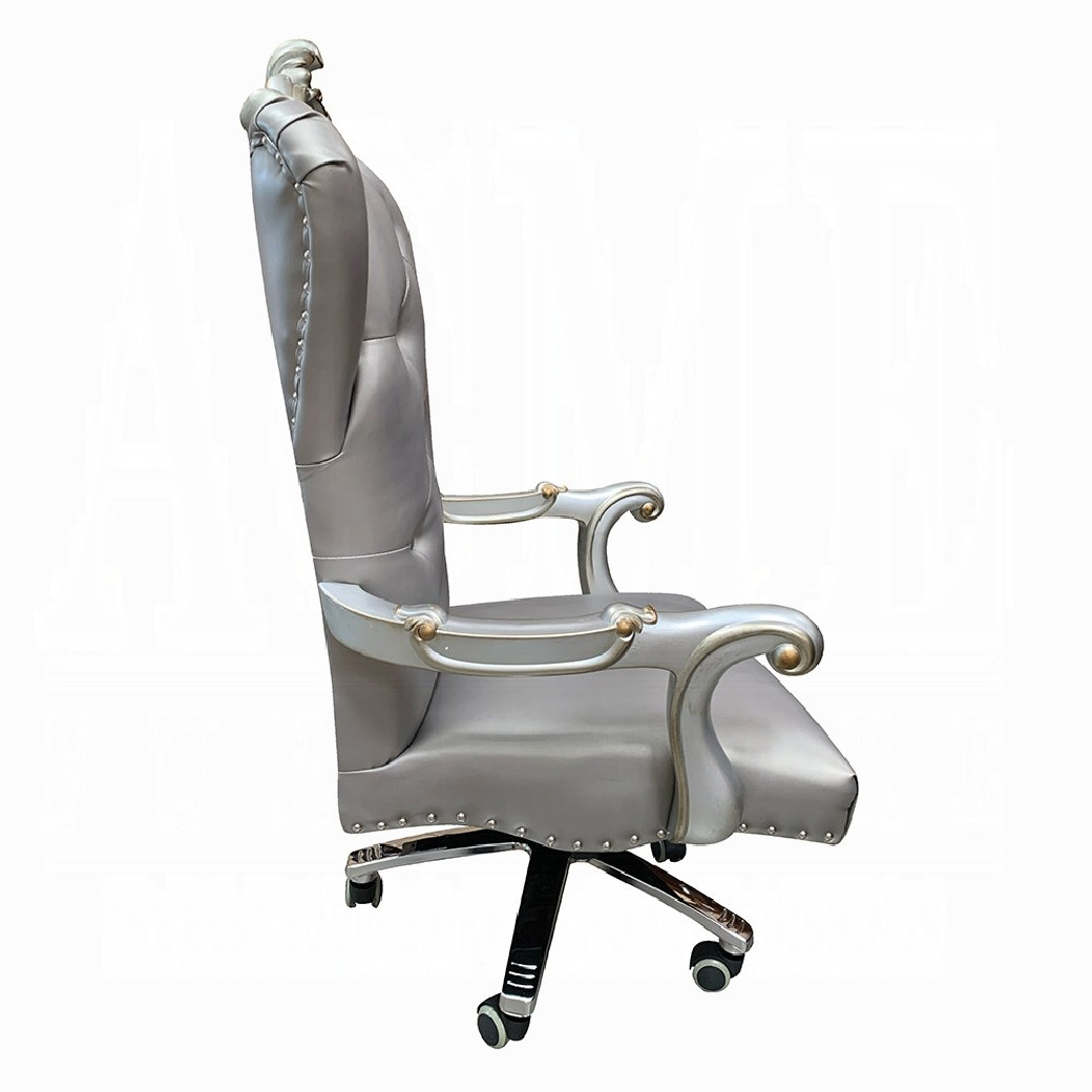 92822 Antique Platinum Finish Office Chair Versailles Collection