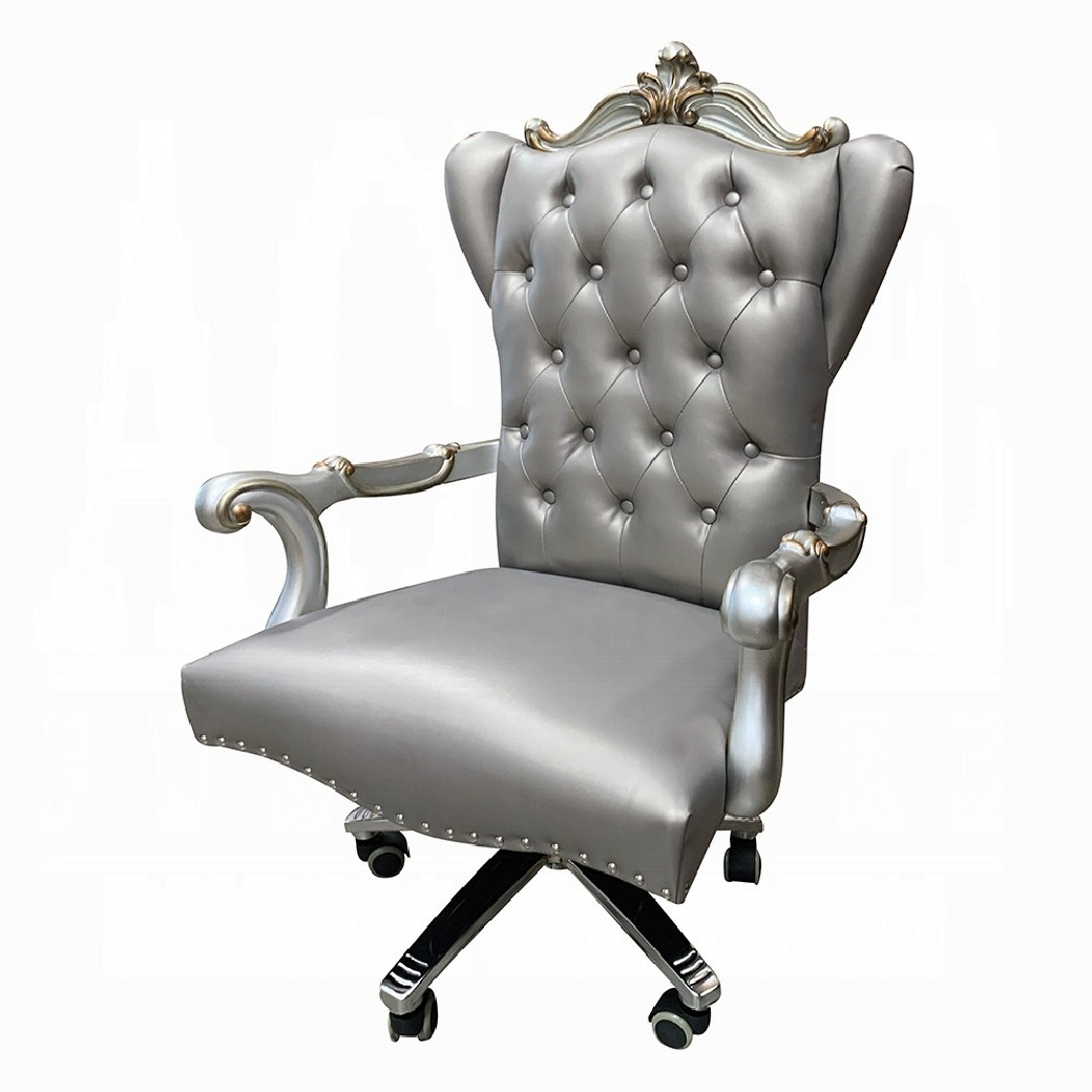 92822 Antique Platinum Finish Office Chair Versailles Collection