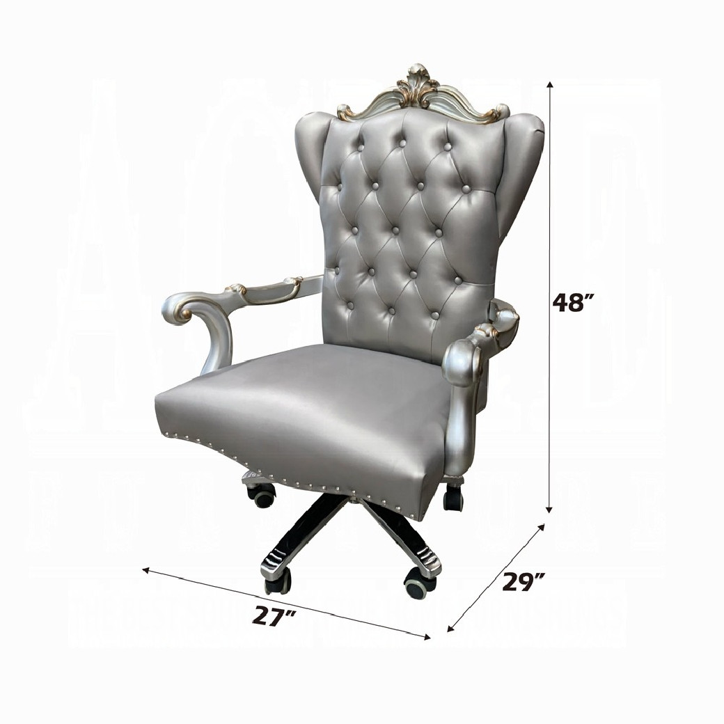 92822 Antique Platinum Finish Office Chair Versailles Collection