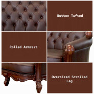 52000 Acme Oversized Sofa Vendome Collection Cherry PU /Cherry Finish