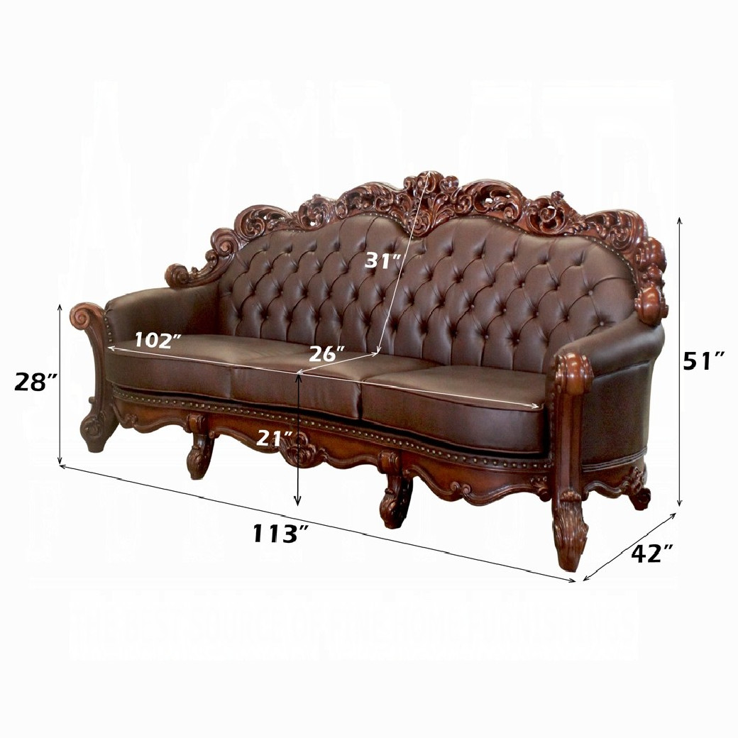 52000 Acme Oversized Sofa Vendome Collection Cherry PU /Cherry Finish