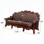 52000 Acme Oversized Sofa Vendome Collection Cherry PU /Cherry Finish
