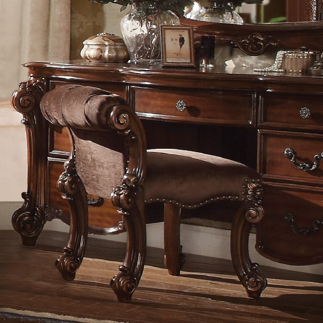 22009 Cherry finish Vanity & Mirror Vendome Collection By Acme Furniture