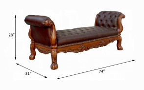 96490 PU / Cherry Finish Bed side Bench Acme Vendome Collection